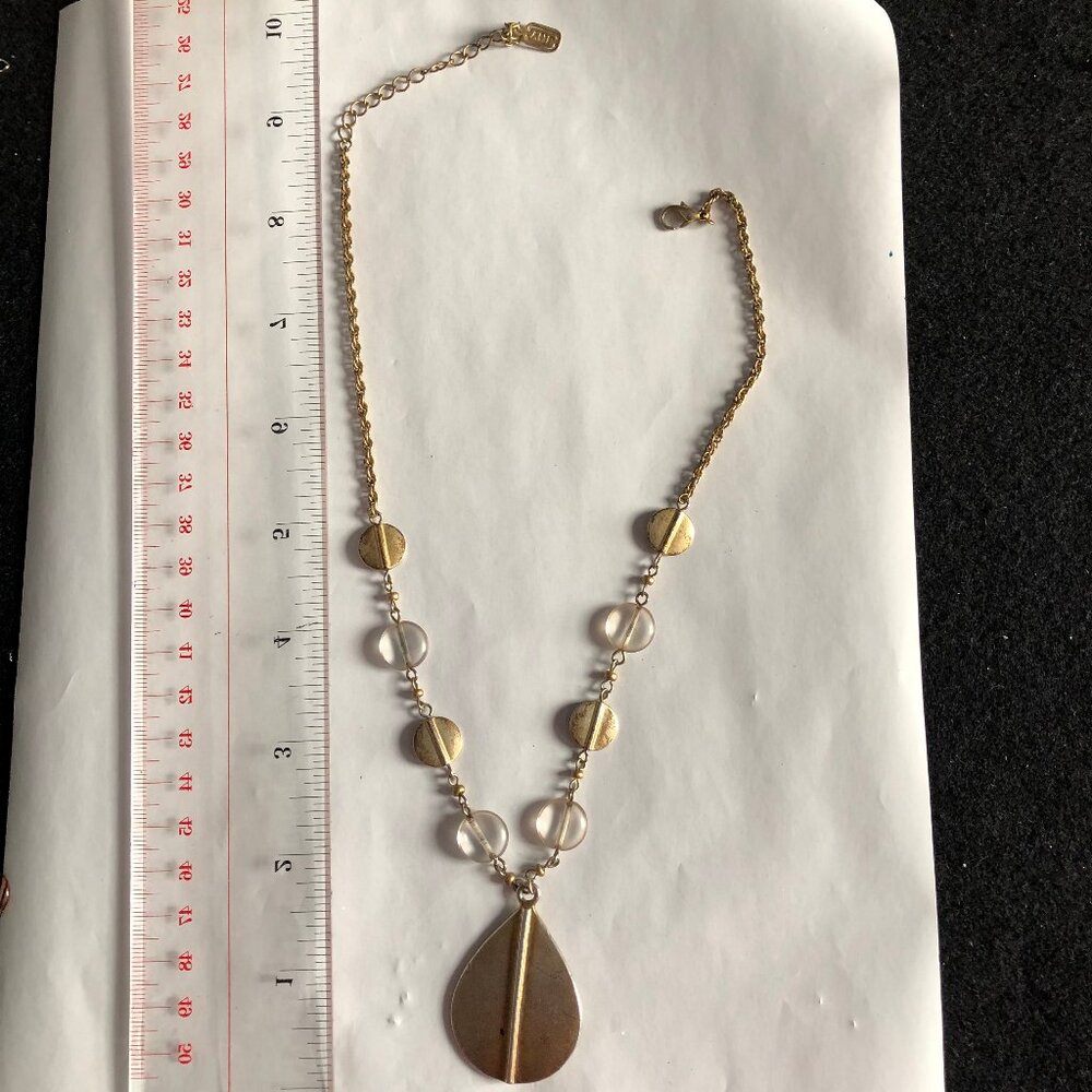 vintage necklace metal chain pendant 16"-18" signed